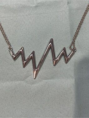 Silver-Tone Heartbeat Wave Pendant Necklace - Women Jewelry